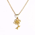 18k gold plated stainless steel necklace featuring a hollow birthday month flower pendant - October Gold