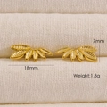 Orecchini a lobo minimalisti a forma di foglia in oro 14K, lunghezza 18 mm - YTE1166 Foglia a cinque petali / Oro