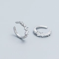 Ear cuffs a forma di C in argento S925 con scintillanti pietre di zirconia cubica - Argento 925 / Oro Bianco