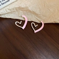 Süße rosa Herz-Ohrstecker mit silbernem Metallrand für einen modischen Sommerstil - 93# Silbernadel - Rosa