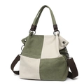 Sac fourre-tout minimaliste en toile gris-vert et blanc cassé avec bandoulière réglable - Vert