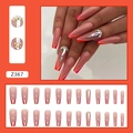 Faux ongles ballerine longs avec pointes French en V rouges et cristaux aurora 3D - Diamant Carré Aurore (Z367)