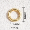Detailed view of 19.9mm polished brass spring ring clasp with weight specifications - Gold Round Mirror Spring Clasp