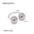 Polished silver stainless steel open ring with dual large beads weighing 14.58 grams - Silver Style (JDWR2302005-S)