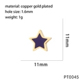 Cuenta de estrella púrpura en cobre bañado en oro para bisutería artesanal - Morado