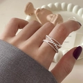 Elegant multi-layer sterling silver crisscross ring on hand with adjustable open design - JZ0829 (Cross Design)