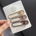 Set of 3 matte brown duckbill hair clips in milk tea and earthy tones for women - Oval Style 3Pcs Set