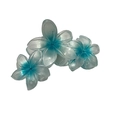 Translucent gradient blue plumeria flower hair claw clip in a cluster design - Pearly Triple Plumeria Claw [Blue]