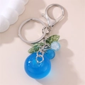 Porte-clés mignon avec perles bleues et feuilles vertes pour accessoires de femme - Style Myrtille (ZMK0302lanmei)