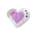 Molla per capelli a cuore in acrilico bianco con intarsio rosa e strass colorati - Cuore Viola