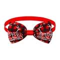 Red and black buffalo plaid Christmas dog bow tie with Merry Christmas reindeer print - Merry Christmas Red Black Plaid-Red Strap