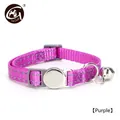 Dettaglio del collare per gatti in nylon viola riflettente con fibbia e campanellino - Viola
