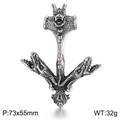 Punk Viking double wolf head pendant in vintage stainless steel, 73x55mm, 32g - Gothic Double Head Dragon Skeleton Anchor Style (KP55376-BD)