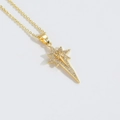 Elegant gold radiant star pendant necklace with cubic zirconia on an O-chain link - Gold Full Zirconia Eight-pointed Star