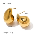 Pendientes de gota en oro pulido con dimensiones de 3,22cm de alto y 1,88cm de ancho - Estilo Dorado (JDE230501)