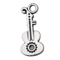 Antique silver musical guitar pendant charm for DIY necklaces and handmade jewelry - 1Pc Guitar 9x21mm