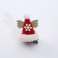 Molletta mini cappello di Babbo Natale in velluto rosso con ali dorate e fiocco - Clip per Cappello con Ali di Fiocco di Neve