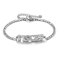 Silbernes Fische-Sternzeichen Figaro-Armband aus Edelstahl mit verstellbarem Karabinerverschluss - Silber-Fische