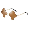 Fashionable mushroom-shaped sunglasses with brown lenses and golden metal temples - Gold Tea