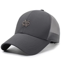 Gorra de béisbol de malla gris oscuro transpirable con tejido texturizado y detalle de letra - Ajustable / Gris