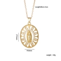 Gold plated oval Virgin Mary necklace with cubic zirconia and hollow frame design - Hollow Oval White Zirconia Virgin Mary (No. 6)