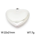 Polished silver heart pendant with beaded edge detail and size dimensions 22x21mm - Large Beaded Border Silver Heart Pendant (KLJ8193-Z)