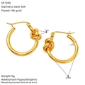 Detaillierte Maße für die 18K vergoldeten Edelstahl-Ohrringe mit Knotendesign - Knoten Design Hoop Stil (SE120G)