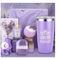 Purple tulip lavender gift set with tumbler, scented candle, bath bomb and soap - New Gift Set 3