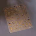 Pegatina de uñas en relieve azul y dorado con motivos florales M-607 y textura 3D - M-607 Oro Multicolor