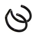 Minimalist black double-loop non-piercing ear clip for cartilage in stainless steel - Black