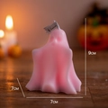 Pink ghost scented candle 7x7x9cm size for Halloween home decor and festive gifts - Slim Pink (White Peach Oolong)