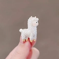 Miniature white alpaca brooch with curly fur texture and yellow hooves - 382# White Sheep