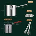 4-piece 304 stainless steel deep fryer set with lid, oil strainer and food tongs - Fryer Pot + Basket + Tongs + Lid / 304 Stainless Steel