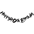 Black Happy 40th Birthday banner made of thick matte cardstock for party decor - 40th Birthday Glitter Style / Black