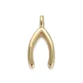 Polished 18K gold-plated wishbone pendant for DIY necklace and jewelry making - Gold Wishbone Charm(YSN012-04)