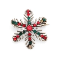 Festive Christmas snowflake brooch in antique bronze with colorful crystal rhinestones - Antique Snowflake