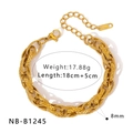 8mm gold-plated stainless steel Cuban link bracelet with diamond-cut texture and lobster clasp - Rhombic Pattern Cuban Link Style (NB-B1245)