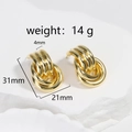 Detailed view showing dimensions and weight of gold layered hoop earrings on a stone base - Large / Gold