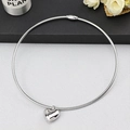 Minimalist silver heart pendant necklace featuring a sleek polished magnetic neck wire - Silver