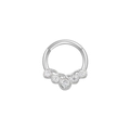 Silver septum ring with five brilliant-cut zircons arranged in a sleek curved arc - 5-Stone Arc / Silver