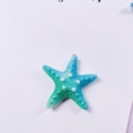 Macro detail of blue-green starfish pendant with pearls for DIY ocean jewelry - Large Starfish / Blue Green Gradient