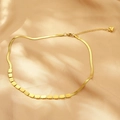 Gold double layer necklace with square charms and heart pendant on silk background - Snake Chain LOVE Engraved Style (KN283214-CM) / Gold