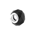 Faceted black resin crystal large hole bead with silver core for DIY charm bracelets - Style 23 (Shiny Black)