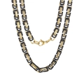 Mens Byzantine king chain necklace in black and gold stainless steel with lobster clasp - 6mm / Bracelet 18CM / Black & Gold