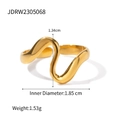 Minimalistische 18k goud vergulde roestvrijstalen open ring met golfvorm design - Golvende Open Stijl (JDRW2305068)