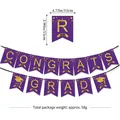 Purple and gold glitter Congrats Grad banner for graduation party decoration - Purple Graduation Banner / Purple Gold