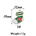 Pendentif en émail en forme de chaussette de Noël verte et blanche avec détails fleurs - 3#(Vert) Chaussette
