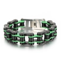 Bracelet de style chaîne de vélo en vert et noir vibrant pour hommes en acier - Noir et Vert (KB69640-CH)
