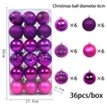 Purple and magenta Christmas ball ornaments set with 6 decorative finishes for tree decor - Purple Rose (R2-39)