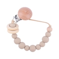 Silicone and wood baby pacifier clip with morandi beads for teething relief - Khaki